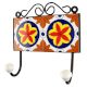 Ceramic Floral Tile Wall Hook in Orange